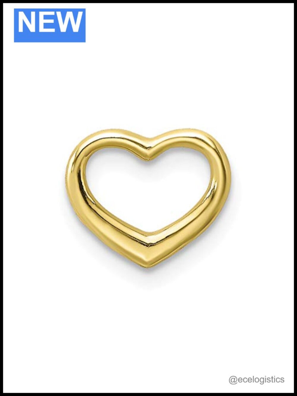 10K Yellow Gold Mini Floating Heart Pendant Charm High Polish Fine Jewelry